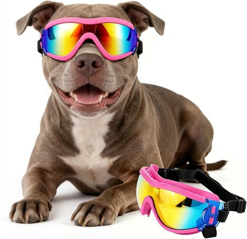 Dog Goggles for Large Breeds, UV Protection Dog Sunglasses with Adjustable Straps, Windproof Pet Eyewear for Medium to Large Pets, Soft Frame, Breathable, Clear L in Kuwait