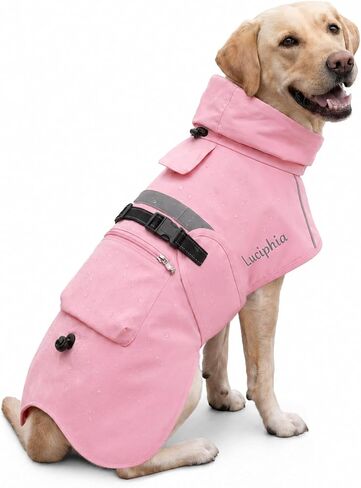 Luciphia Dog Raincoat, Adjustable Hooded Reflective Jacket with Pocket in Saudi Arabia