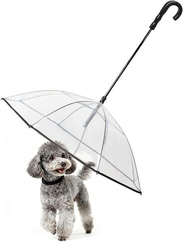 Transparent Dog Umbrella for Small Breed, Clear Walking Umbrella with Strap for Rain/Snow in Saudi Arabia