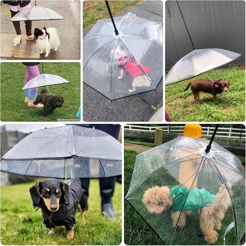 Transparent Dog Umbrella for Small Breed, Clear Walking Umbrella with Strap for Rain/Snow in Saudi Arabia