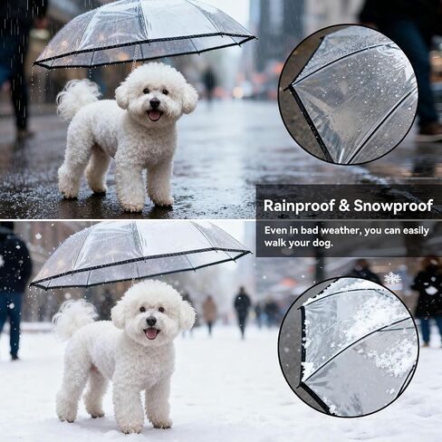 Transparent Dog Umbrella for Small Breed, Clear Walking Umbrella with Strap for Rain/Snow in Saudi Arabia