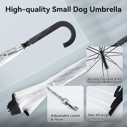Transparent Dog Umbrella for Small Breed, Clear Walking Umbrella with Strap for Rain/Snow in Saudi Arabia