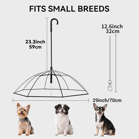 Transparent Dog Umbrella for Small Breed, Clear Walking Umbrella with Strap for Rain/Snow in Saudi Arabia
