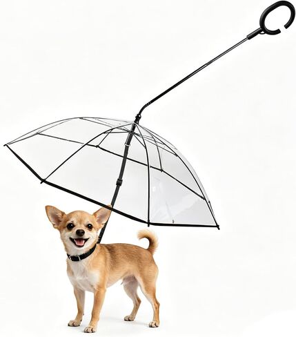 ENJOYING Dog Umbrella for Small Dogs, Clear Dog Umbrella with Adjustable Leash, Waterproof Doggy Rain Umbrella for Walking, Outdoor Pet Rain Gear, Self-Assembly in Kuwait