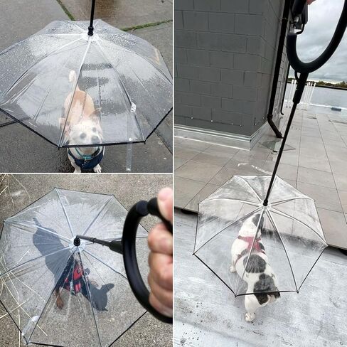 ENJOYING Dog Umbrella for Small Dogs, Clear Dog Umbrella with Adjustable Leash, Waterproof Doggy Rain Umbrella for Walking, Outdoor Pet Rain Gear, Self-Assembly in Kuwait