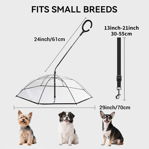 ENJOYING Dog Umbrella for Small Dogs, Clear Dog Umbrella with Adjustable Leash, Waterproof Doggy Rain Umbrella for Walking, Outdoor Pet Rain Gear, Self-Assembly in Kuwait