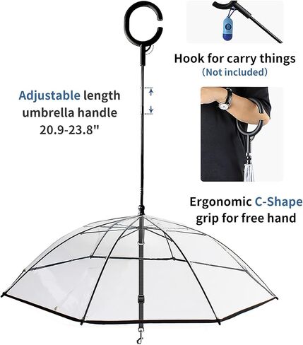 ENJOYING Dog Umbrella for Small Dogs, Clear Dog Umbrella with Adjustable Leash, Waterproof Doggy Rain Umbrella for Walking, Outdoor Pet Rain Gear, Self-Assembly in Kuwait