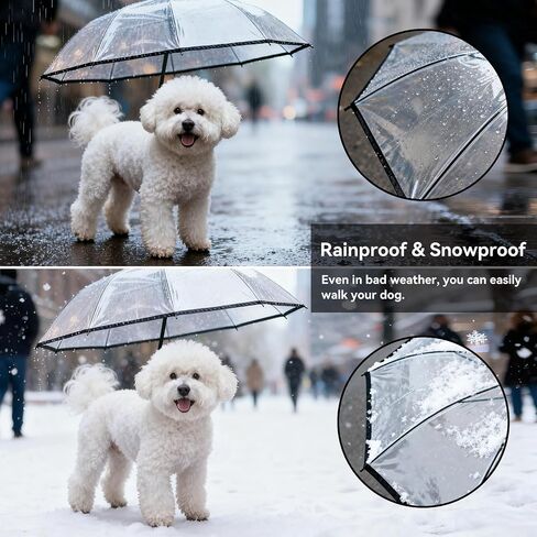 ENJOYING Dog Umbrella for Small Dogs, Clear Dog Umbrella with Adjustable Leash, Waterproof Doggy Rain Umbrella for Walking, Outdoor Pet Rain Gear, Self-Assembly in Kuwait