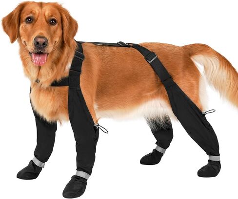 LUCKYPAW Dog Suspender Boots for Large Dogs Waterproof Dog Boots Anti Lost in Kuwait