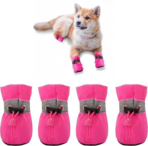 YAODHAOD Dog Shoes for Small Dogs, Puppy Boots & Paw Protectors, Black, 4 in Saudi Arabia