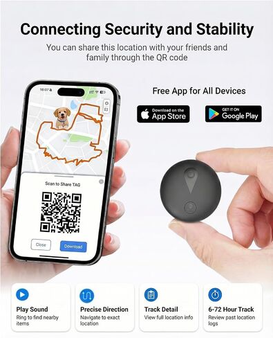 GPS Tracker for Dogs, Smart Dog Tracker with Real-Time Location, for Android and iPhone No Monthly Fee & No SIM Card- Pet Location Tracker with Holder, IP68 Waterproof, Indoor &… in Kuwait