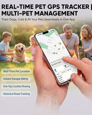 GPS Tracker for Dogs, Smart Dog Tracker with Real-Time Location, for Android and iPhone No Monthly Fee & No SIM Card- Pet Location Tracker with Holder, IP68 Waterproof, Indoor &… in Kuwait