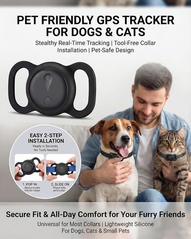 GPS Tracker for Dogs, Smart Dog Tracker with Real-Time Location, for Android and iPhone No Monthly Fee & No SIM Card- Pet Location Tracker with Holder, IP68 Waterproof, Indoor &… in Kuwait