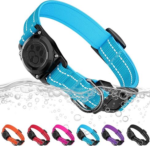 AUBELL Reflective Airtag Dog Collar,IP68 Waterproof,No Fur Stick,Pink M in Kuwait