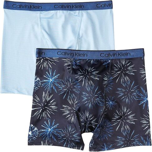 Calvin Klein CK Boys Boxer Briefs, Ocean Blue Marble/Sky HIGH, Medium in Kuwait