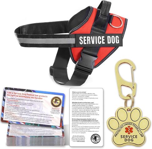 Opstin Service Dog Vest, ID Tag + 50 ADA Information Cards, Service Dog Harness in Sizes X Small to XX Large, Metal Dog Tag has Ruggedized Clip, 2-Sided Service Animal Cards,ESA Accessory Set Small in Saudi Arabia