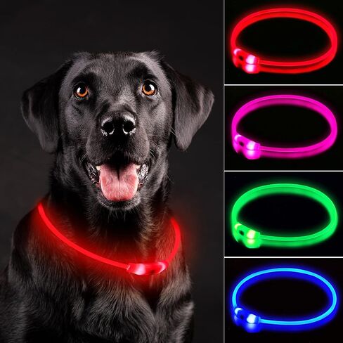 NOVKIN LED Dog Collar, Cut-to-Fit Light Up Dog Collar for Night Walking, IP67 Waterproof USB Rechargeable Glowing Pet Collar, High Visibility Super Bright Safety Lights for S/M/L Dogs(Blue) in Saudi Arabia