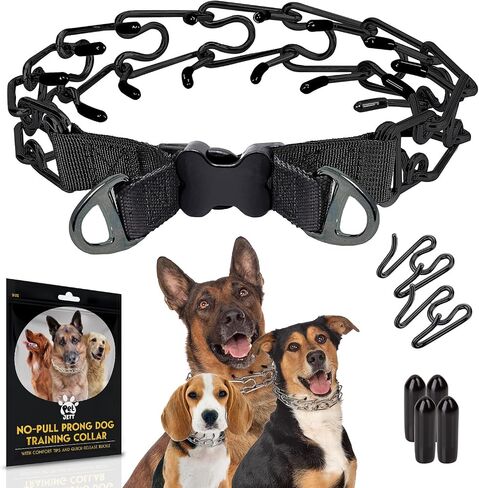 Petjett Protrainer Prong Prong for Dogs - طوق الاختناق للكلاب ، طوق قرصة للكلاب قابلة للتعديل لا يوجد طوق تدريب على الكلب الصغير المتوسط ​​الكبير - السلامة متين من الفولاذ المقاوم للصدأ السلسلة المعدنية in Kuwait