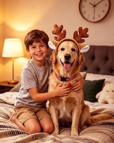 Dog Reindeer Antlers Headband, Halloween Christmas Antlers Costume in Saudi Arabia