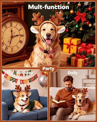 Dog Reindeer Antlers Headband, Halloween Christmas Antlers Costume in Saudi Arabia