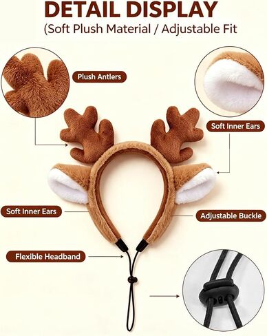 Dog Reindeer Antlers Headband, Halloween Christmas Antlers Costume in Saudi Arabia