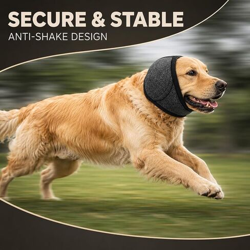 Dog Head Wrap，Quiet Ears for Dog Anxiety, Waterproof Calming Hood No Shake Ear Snood, Noise Protection Ear Muffs for Thunder Fireworks（Grey, Large） in Kuwait