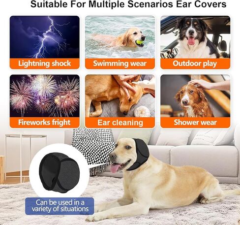 Dog Head Wrap，Quiet Ears for Dog Anxiety, Waterproof Calming Hood No Shake Ear Snood, Noise Protection Ear Muffs for Thunder Fireworks（Grey, Large） in Kuwait