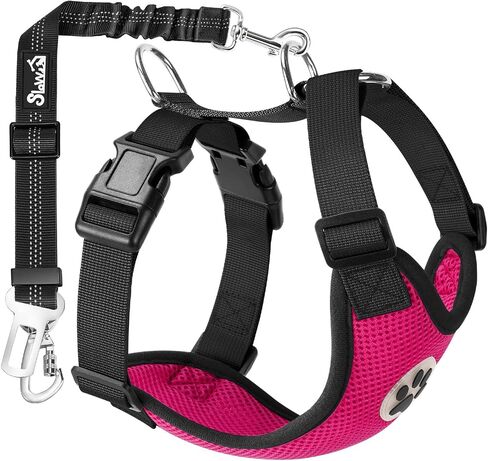SlowTon Dog Seat Belt and Harness for Car, 2 in 1 Seatbelt Buckle, B M in Saudi Arabia