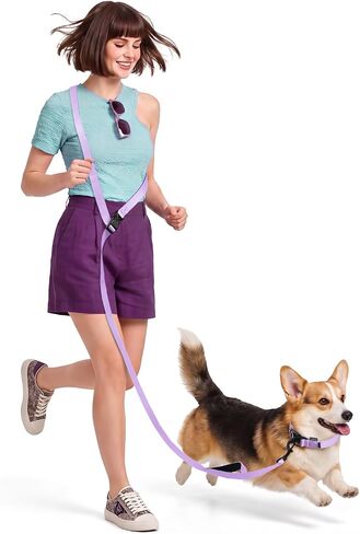 Hands Free Dog Leash, 5.9-8.2ft Multifunctional Crossbody Rope with Explosion-Proof Handle and Adjustable Training Hands Free Leash for Medium Dog Walking Jogging and Running in Saudi Arabia