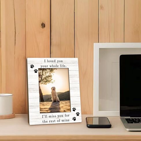 Dog Memorial Picture Frame 5x7, Memorial Pet Photo Frame, Dog Memorial Gifts for Loss of Dogs, I'll Miss You Loss of Pet Sympathy Gift Wooden Picture Photo Frames for Desk Home Room Decor in Saudi Arabia