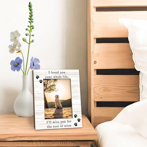 Dog Memorial Picture Frame 5x7, Memorial Pet Photo Frame, Dog Memorial Gifts for Loss of Dogs, I'll Miss You Loss of Pet Sympathy Gift Wooden Picture Photo Frames for Desk Home Room Decor in Saudi Arabia