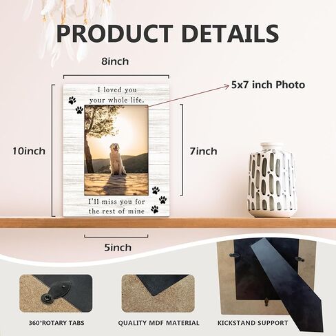 Dog Memorial Picture Frame 5x7, Memorial Pet Photo Frame, Dog Memorial Gifts for Loss of Dogs, I'll Miss You Loss of Pet Sympathy Gift Wooden Picture Photo Frames for Desk Home Room Decor in Saudi Arabia