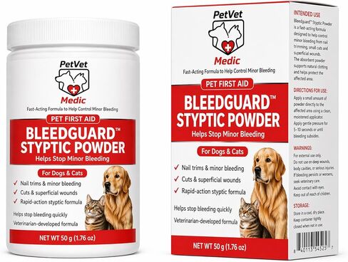 BleedGuard Styptic Powder for Dogs & Cats, 1.76oz Large Size – Fast-Acting Blood Stop Powder for Nail Trimming, Grooming, Minor Cuts & Wing Clipping, Vet-Trusted Pet Wound Care Essentials in Kuwait