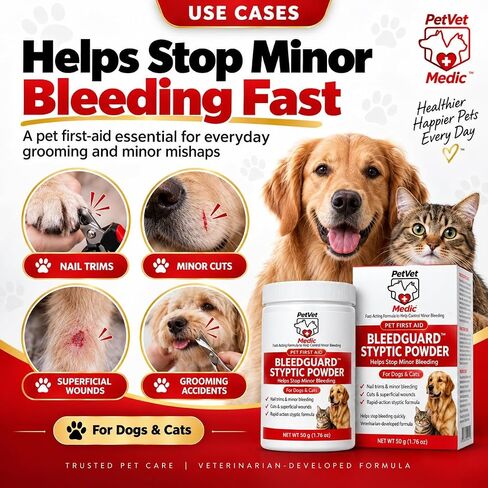 BleedGuard Styptic Powder for Dogs & Cats, 1.76oz Large Size – Fast-Acting Blood Stop Powder for Nail Trimming, Grooming, Minor Cuts & Wing Clipping, Vet-Trusted Pet Wound Care Essentials in Kuwait
