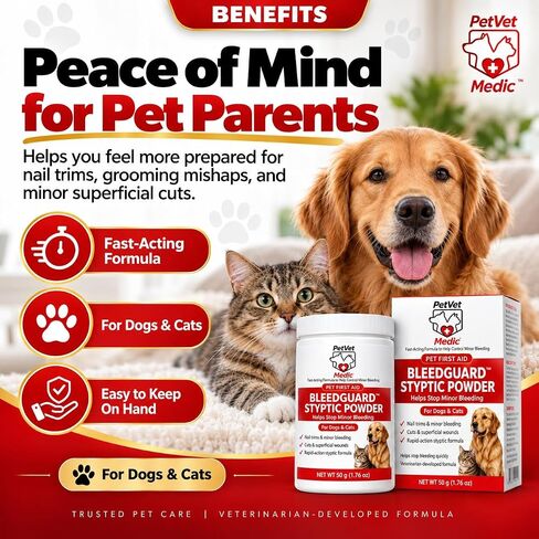 BleedGuard Styptic Powder for Dogs & Cats, 1.76oz Large Size – Fast-Acting Blood Stop Powder for Nail Trimming, Grooming, Minor Cuts & Wing Clipping, Vet-Trusted Pet Wound Care Essentials in Kuwait