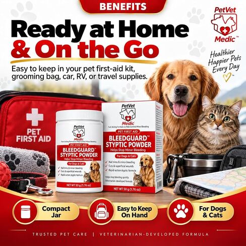 BleedGuard Styptic Powder for Dogs & Cats, 1.76oz Large Size – Fast-Acting Blood Stop Powder for Nail Trimming, Grooming, Minor Cuts & Wing Clipping, Vet-Trusted Pet Wound Care Essentials in Kuwait