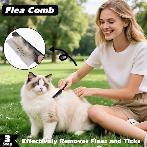 Professional 3PCS Self Cleaning Slicker Brush & Pet Grooming Rake & Flea Comb for Dogs,Cats and Horses | Double-Sided Dematting Comb & Skin Friendly Deshedding Grooming Tool | Pet Supplies (Purple) in Kuwait