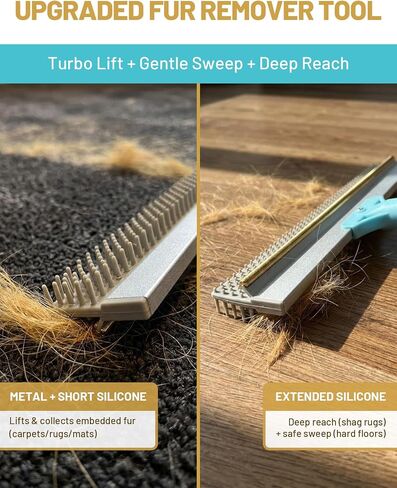 DELOMO Carpet Rake for Pet Hair Removal, Dual-Sided Rug Rake Scraper Broom in Saudi Arabia