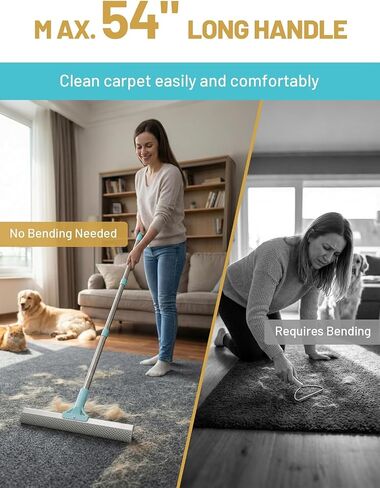 DELOMO Carpet Rake for Pet Hair Removal, Dual-Sided Rug Rake Scraper Broom in Saudi Arabia