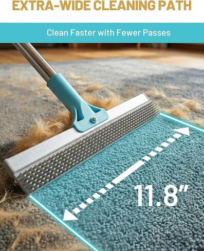 DELOMO Carpet Rake for Pet Hair Removal, Dual-Sided Rug Rake Scraper Broom in Saudi Arabia