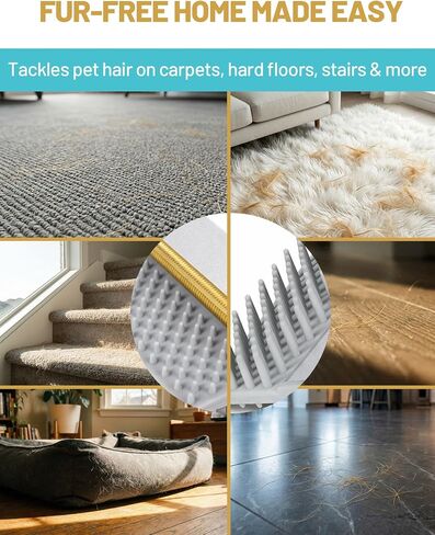 DELOMO Carpet Rake for Pet Hair Removal, Dual-Sided Rug Rake Scraper Broom in Saudi Arabia