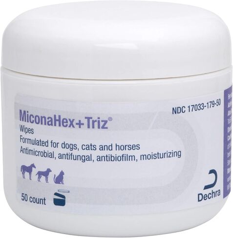 MiconaHex+Triz Wipes, 2.25" round for Dogs, Cats and Horses, 50 count jar in Kuwait