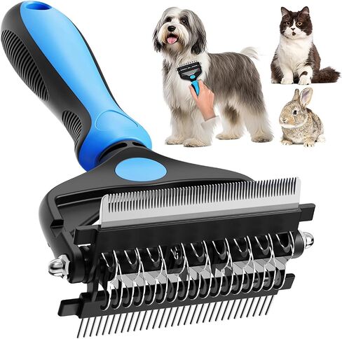 3-in-1 Professional Pet Grooming Brush for Dogs & Cats – Dematting Comb, Undercoat Rake & Deshedding Tool for Long & Short Hair, Heavy Shedding & Matted Fur (Blue) in Saudi Arabia