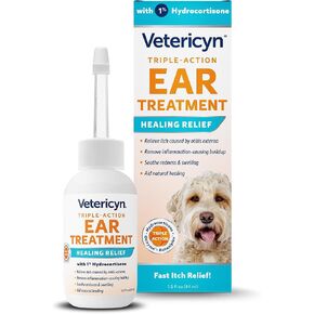 Vetericyn Triple-Action Dog Ear Treatment, Ear Drops with 1% Hydrocortisone in Saudi Arabia