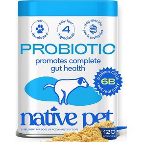 Native Pet Probiotics for Dogs – Dog Probiotic Powder for Gut & Digestive Health, Vet-Formulated 6B CFUs Dog-Specific Probiotic Strains, Supports Stool Quality & Diet Transitions – 60 Scoops in Saudi Arabia