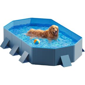 Peteast Dog Pool for Large Dogs, Foldable Hard Plastic, 71 x 39 x 12 in in Kuwait