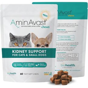 AminAvast Kidney Support Soft Chews for Cats & Small Dogs, 300mg, 60 Count in Saudi Arabia
