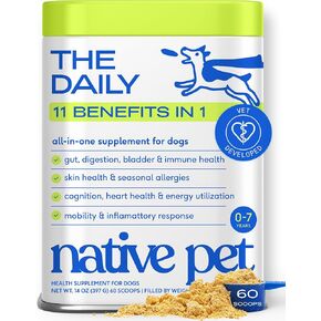 Native Pet The Daily Dog Vitamins & Supplements - 11-in-1 Multivitamin for Dogs - Daily Powder Supplement with Probiotics, Collagen - 30 Scoops in Saudi Arabia