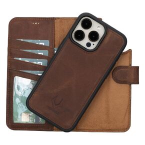 VENOULT Wallet Case for iPhone 14 Plus 6.7", MAgnetic Detachable Compatible with Magsafe, Genuine Leather 2 in 1 Folio Case for Man or Women, Vintage Brown in Saudi Arabia