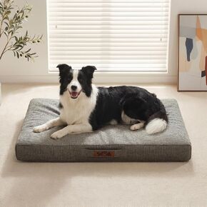 Sytopia Indestructible Dog Bed 42" XL, Chew Proof Dog Bed, Orthopedic Waterproof Pet Bed, Chew-Resistant Dog beds Large Sized Dog 90 lbs, Washable Indoor & Outdoor Dog pad, Light Grey in Saudi Arabia